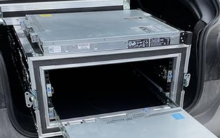 BPE data centre migration - racked servers in flight cases